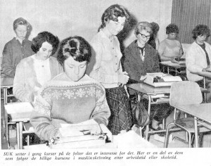 SUK typing class. "We used to let them write to the rhythm of rock 'n' roll melodies."
